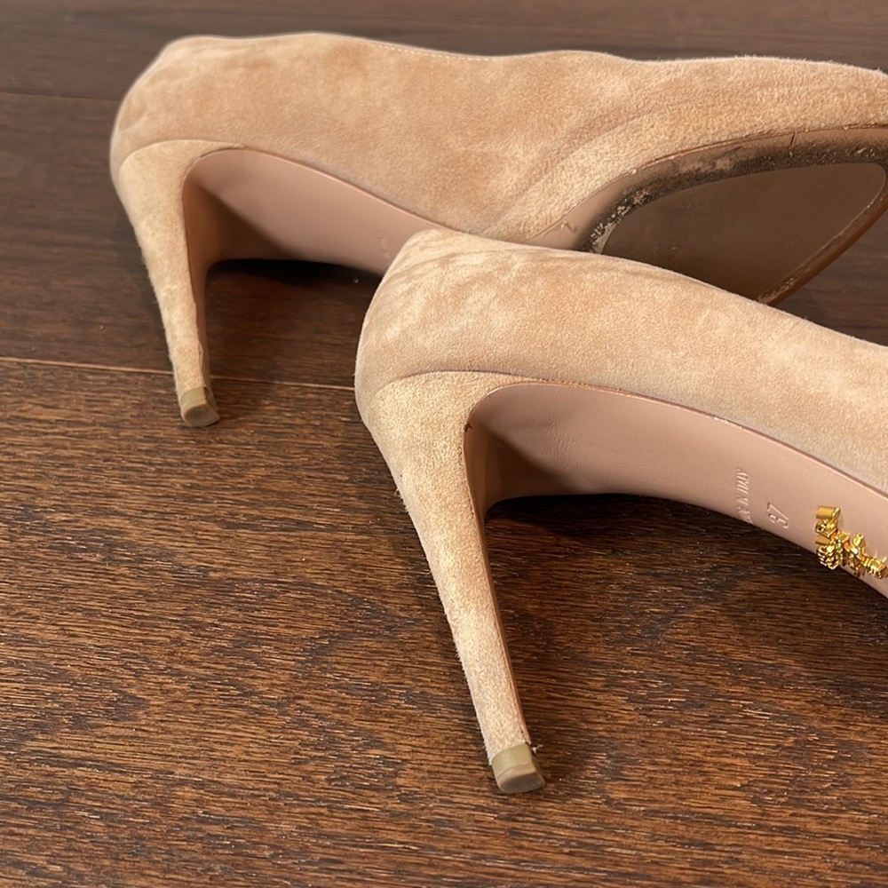 Prada Women’s Blush Tan Heels Size 37 - Picture 8 of 9